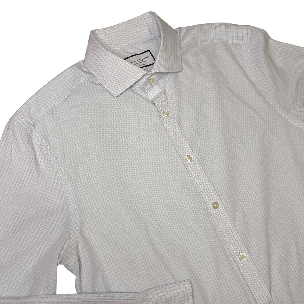 Charles Tyrwhitt Extra Slim Fit Non-Iron Dress Shirt 16/35 Blue White Check